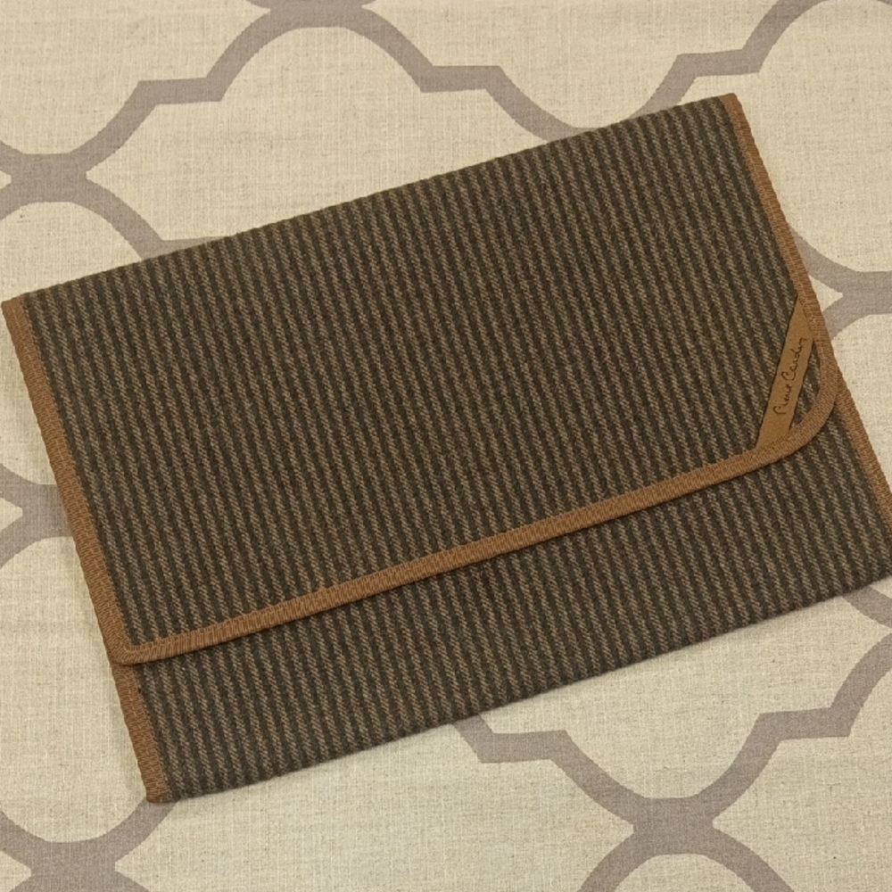 Pierre Cardin Brown and Tan Striped Laptop Bag